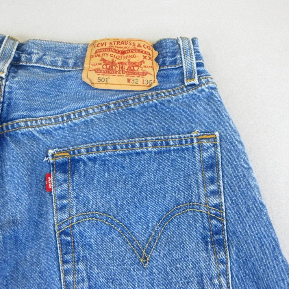 Levi's 501 Jeans Mens 32x36 Blue Medium Wash Denim Original Fit Button Fly  EUC
